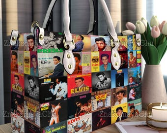 Elvis Presley Lederhandtasche, Elvis Presley Schultertasche, personalisierte Vintage Crossbody Tasche, Top Griff Tasche