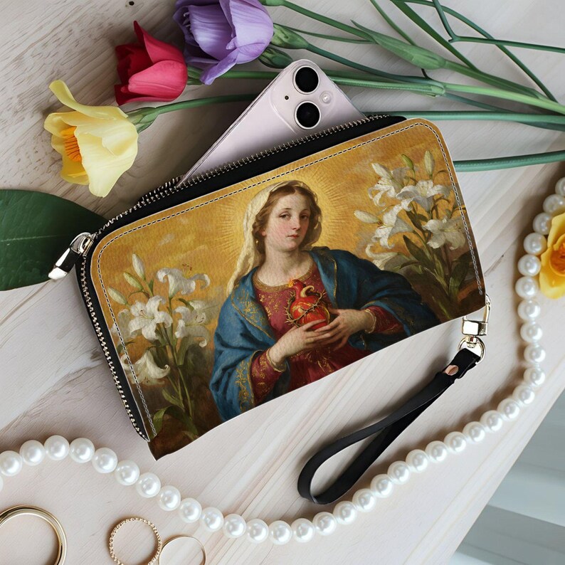 Virgin Mary PU Leather Wallet, Personalized Christian Leather Purse ...