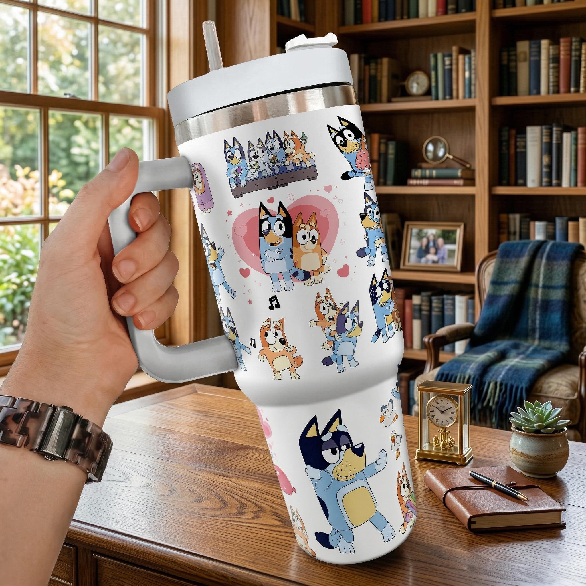 Discover BlueyDad Dog Tumbler 40Oz, BlueyDad Dog Tumbler, BlueyDad Dog Family Tumbler, Cartoon Coffee Tumbler, Disney Insulated Cup