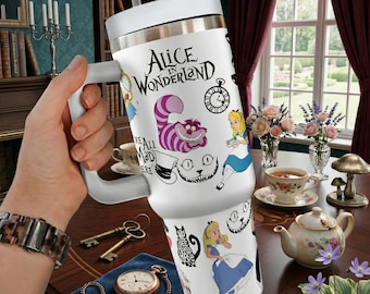 Alice in Wonderland Tumbler 40Oz, Alice in Wonderland Tumbler, Alice in Wonderland Tumbler, Cartoon Coffee Tumbler, Disney Insulated Cup