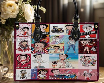 ベティ・ブープ ショルダーバッグ レザートートバッグ ジッパー付き 