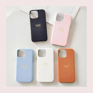 Personalised Leather Phone Case · iPhone 16, 15, 14, 13, 12, 11 · Embossed Initials · Custom iPhone Plus/Pro/Max Cover