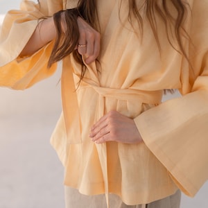 Linen Kimono Robe: Soft Wrap Jacket, Plus Size Cardigan