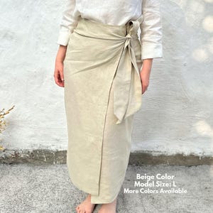 Linen Maxi Wrap Skirt Natural Linen High Waisted Long Skirt Women Midi Organic 100% Flax Skirt Wedding Guest Bohemian Clothing Boho Skirt