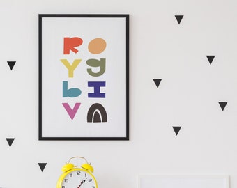 Modern Roy G Biv Print | Simple Rainbow Print |  Minimal Joyful Art | Instant Digital Download