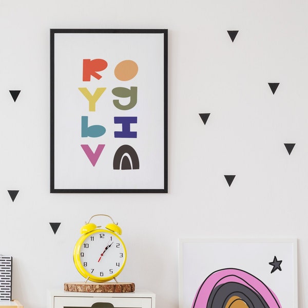 Modern Roy G Biv Print | Simple Rainbow Print |  Minimal Joyful Art | Instant Digital Download