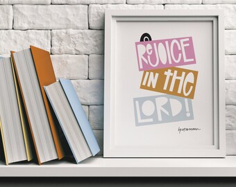 Rejoice in the Lord Print | Colorful Faith Art |  Modern Christian Art | Instant Digital Download