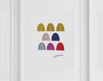 Rainbow Gumdrop Print | Simple Rainbow Printable |  Minimal Colorful Art | Instant Digital Download