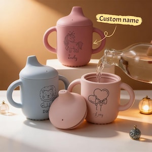 Personalized Silicone Sippy Cup Baby Training Cup | Custom Name Kids Drinking Cup | Baby Shower Gift Birthday Gift | Spill Proof Cup Toddler
