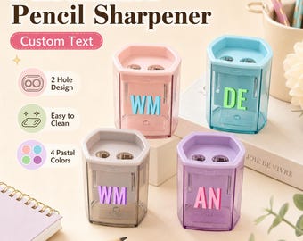 Apontador de lápis personalizado com nome, apontador de lápis personalizado para crianças, material escolar personalizado, personalizável, professor, aluno, portátil