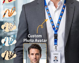 Personalized Photo Lanyard | Custom Face ID Badge Holder Strap | Custom Avatar Work Badge Lanyard for Office, Staff & Events