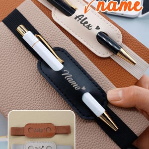 Portalápices personalizado / Funda para bolígrafo con nombre personalizado / Presilla elástica para bolígrafo / Protector de cuero para bolígrafo / Regalo para estudiantes y profesores