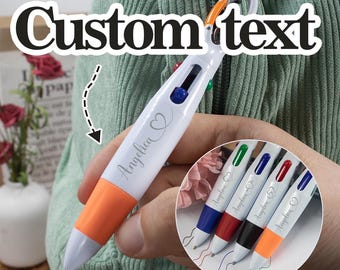 Personalized 4-in-1 Ballpoint Pen with Carabiner – Custom Multi Color Ink Pen – Teacher Gift, Back to School, Coworker or Student Gift