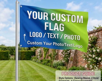 Bandera personalizada con foto, logotipo y texto, bandera personalizada, bandera con logotipo empresarial, bandera para jardín exterior, bandera decorativa para eventos.
