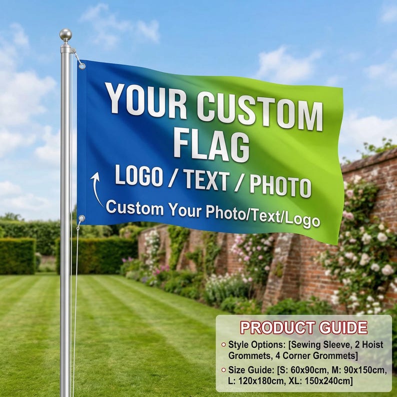Personalized Custom Flag With Photo Logo Text, Custom Banner Flag, Business Logo Flag, Outdoor Garden Flag, Event Flag Decoration