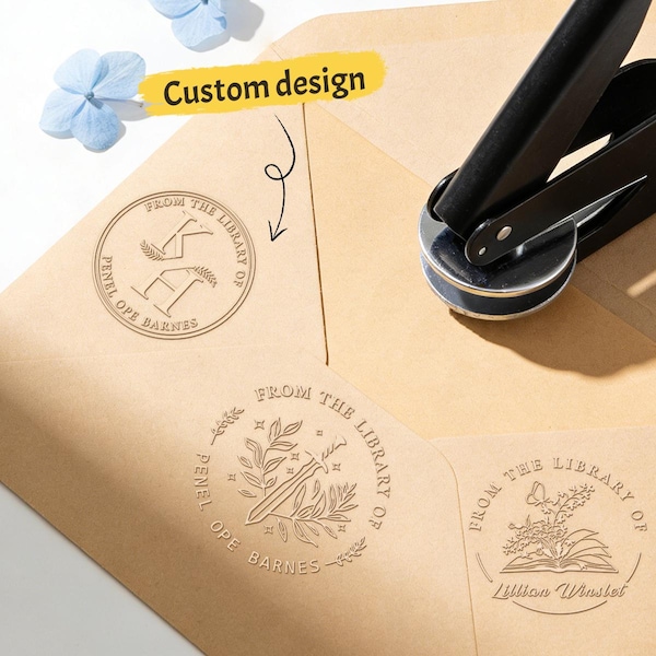 Personalized Embossing Seal Stamp Custom Logo Name Embosser Handheld Plier Embosser | Book Library Gift | Teacher | Embossing Stamp Seal