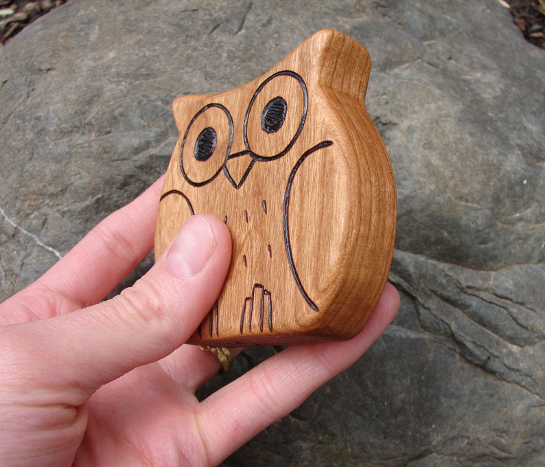 Wooden Toy Owl, Cherry natural wooden teether for baby, or toddler toy image 2