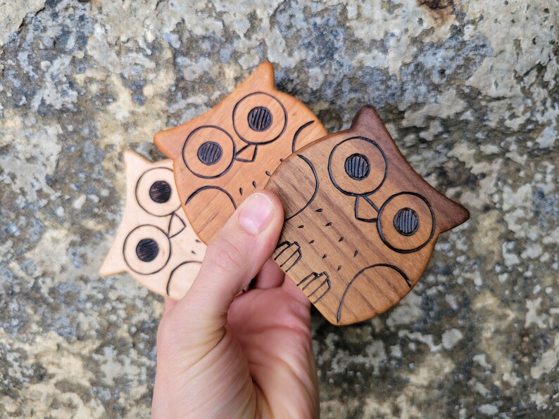 Wooden Toy Owl, Cherry natural wooden teether for baby, or toddler toy image 4