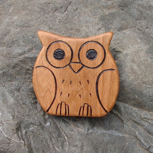 Wooden Toy Owl, Cherry natural wooden teether for baby, or toddler toy image 1