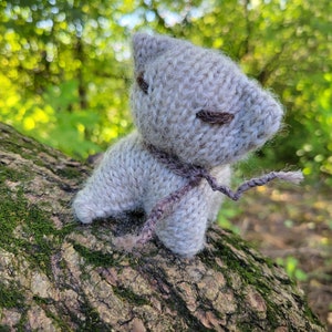 Kitten Natural Toy - oatmeal knit kitten wool - soft eco-friendly toy for baby or toddler