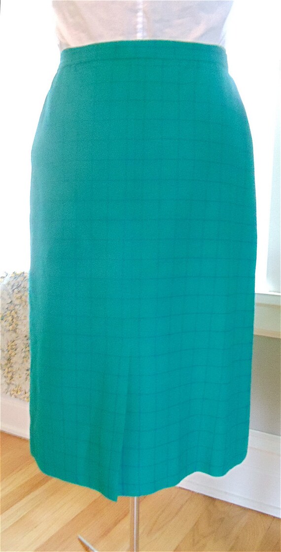 Green Pendleton Wool Plaid Skirt 1960s - image 2