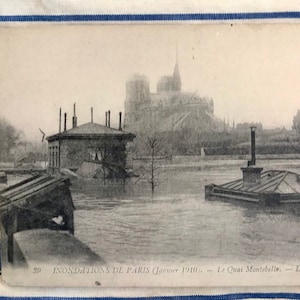 Tres postales antiguas de las inundaciones de París. 1910