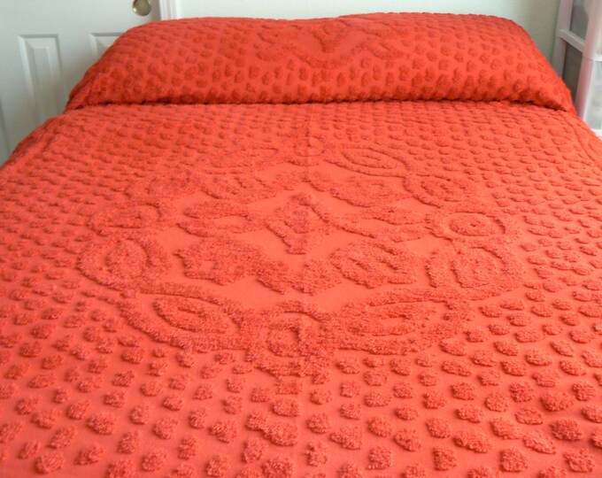 CHENILLE Red Chenille Bedspread Blanket Etsy