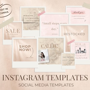 Instagram Templates Canva Bundle Neutral Beige Social Media Templates Editable Canva Content Kit Small Business Branding Kit