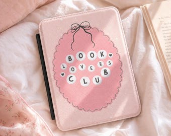 Book Lovers Club Kindle Case, Pink Coquette Kindle Cover, Cute Aesthetic Kindle Paperwhite Case, Girly Reader Gift, Bow Design Case