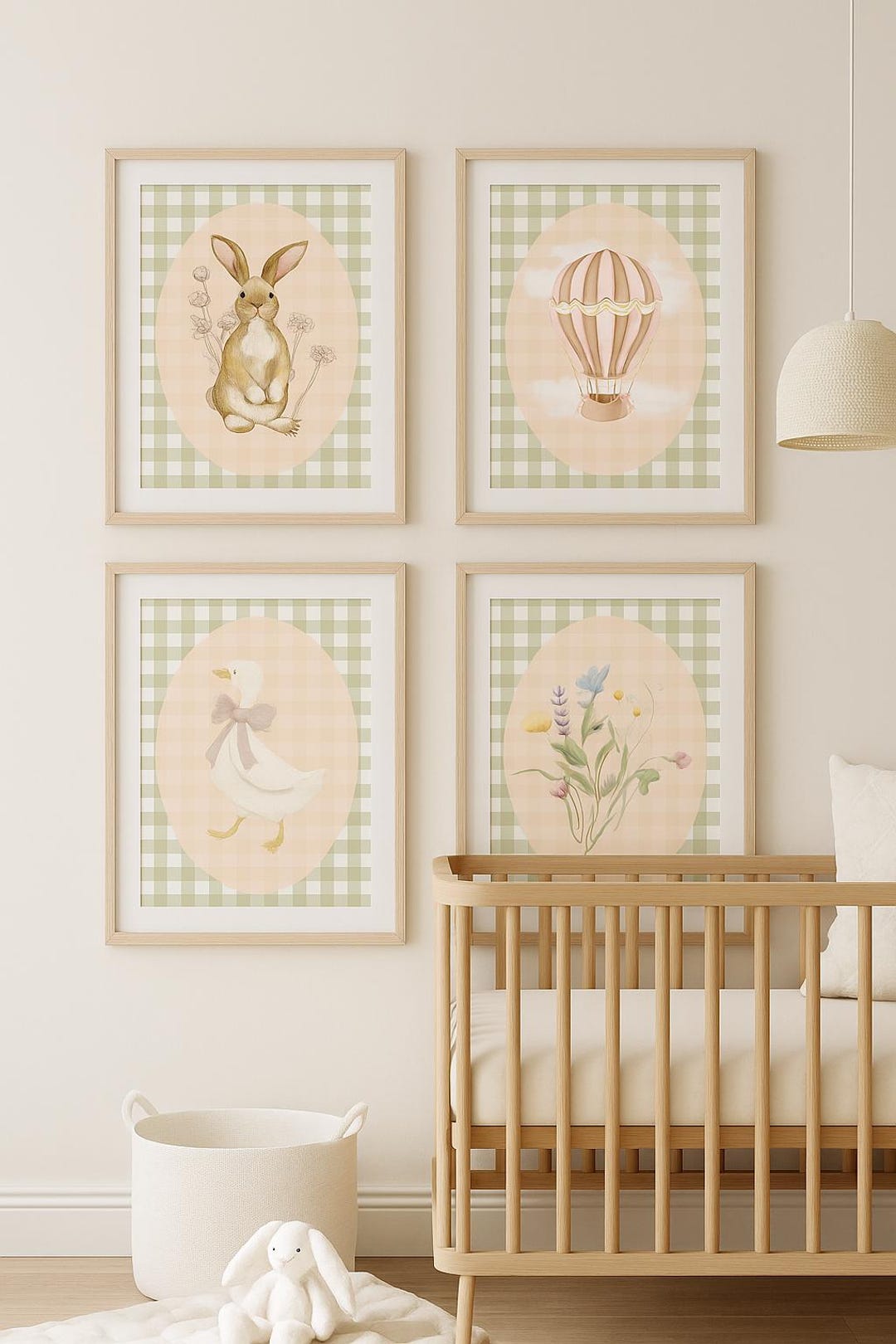 Cottagecore Nursery Art Set: Bunny, Duck, Hot Air Balloon Prints ...