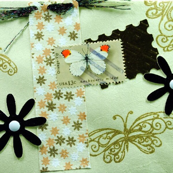 Golden Butterflies Collage Fine Art Greeting Card