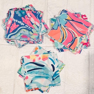 Set of 20 3&quot;x3&quot; authentic Lilly P fabric squares, selected from dozens of prints (no duplicates unless requested)
