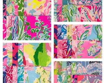 Set of 10  (6"x6") fabric squares, authentic Lilly P fabric