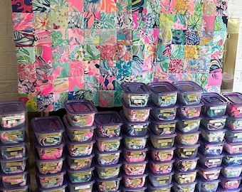 SET OF 20 Lilly P Quilting & Crafting Squares: Authentic Lilly fabrics  (3.5"x3.5")