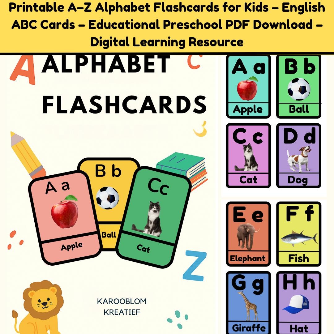 A–Z Alphabet Flashcards for Kids – Printable English ABC Cards ...