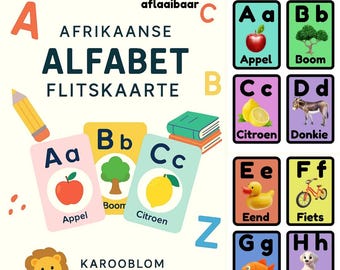 Afrikaanse Alfabet Flitskaarte – Drukbare ABC Kaartjies vir Kleuters en Grondslagfase