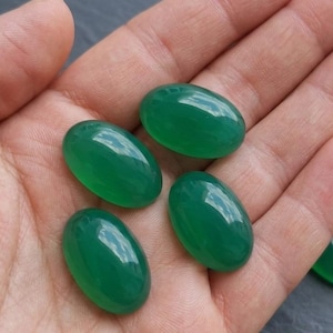 Green Onyx Oval Cabochon Pair, Flat Back Green Onyx Gemstone, Oval Cabochon Stone, Matching Pair for Earrings, Jewelry Making Supply, 2 Pcs.