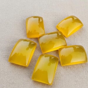 Par de cabujones rectangulares de calcedonia amarilla, gema de base plana, 2 piezas, piedra suelta para la fabricación de joyas.