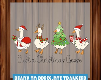 Just A Christmas Goose DTF Transfer - Ready To Press, Vibrant Colors, Watercolor, Geese, Ducks