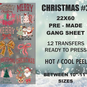 Op de afbeelding: Een grijze gangsheet met kerstthema-ontwerpen, inclusief tekst als "Merry Christmas" en "Christmas Season". De sheet bevat verschillende feestelijke afbeeldingen, zoals een peperkoeken strik, de kerstman en een rendier. De sheet is 56 x 152 cm groot.