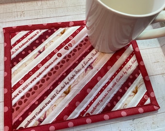 Mug Rug or Snack Mat, Red Selvedge, Cotton