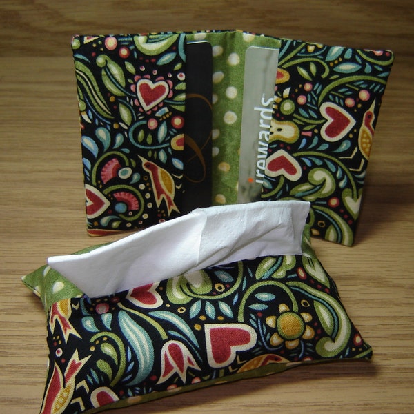 Cotton Credit Card Holder, Tissue Cover (Set of 2)