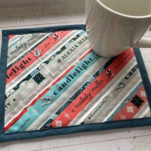 Mug Rug or Snack Mat, Blue Selvedge, Cotton image 1