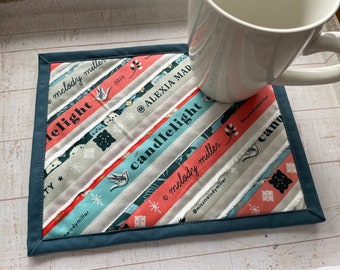 Mug Rug or Snack Mat, Blue Selvedge, Cotton