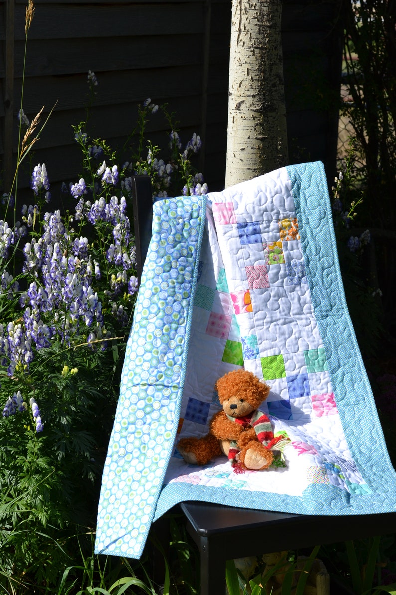 Baby Quilt Scrappy Pastel Patchwork Quilt Crib Bedding blue Etsy