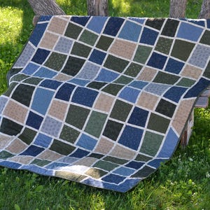 Blue Green Quilted Throw Blanket