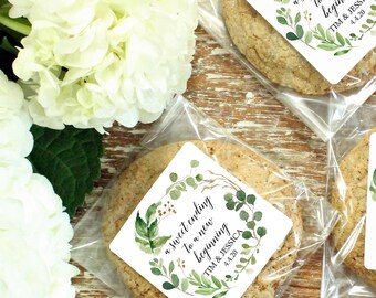 Cellophane Cookie Bags with Botanical Greenery Labels | Cookie Favor Bags | Self Sealing Cellophane Bags | Personalized Cookie Bags - 24