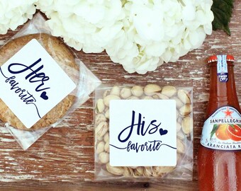 6 EACH - 12 (total) - Wedding Welcome Bag | Snack Bag Labels | Wedding Welcome Box | Snack Bag Labels | His Favorite and Her Favorite