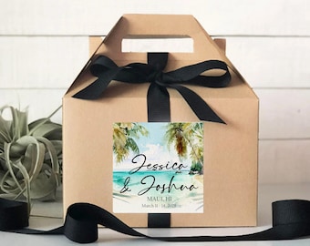 Out of Town Guest Boxes | Wedding Welcome Boxes | Wedding Welcome for Guests | Wedding Favor | Beach Tropical Label - Set of 6