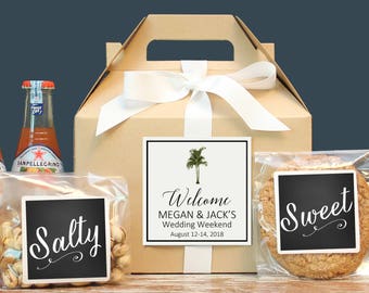 Palm Tree Wedding Welcome Box | Tropical Out of Town Guest Box | Wedding Welcome Bag | Out of Town Guest Bag | Wedding Favor - Vintage Palm